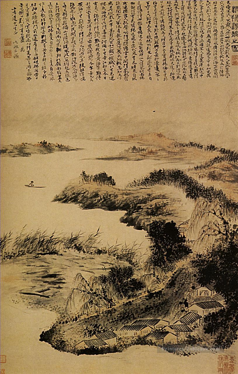 L’automne Shitao à la périphérie de Yangzhou 1707 vieille encre de Chine Peintures à l'huile